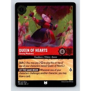 Basic Queen Of Hearts HP 4 Sensing Weakness Attack Rarity Red Disney Lorcana